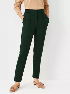 Ann Taylor Forest Green Pintucked Ankle Trouser Pant in Double Knit (BNWT)